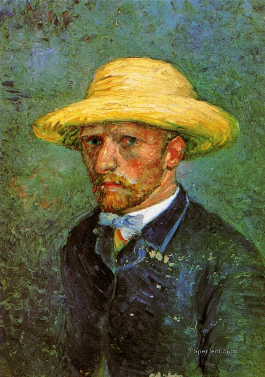 Self Portrait with Straw Hat 2 Vincent van Gogh Oil Paintings
